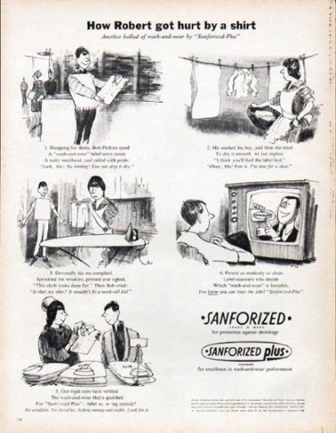 1961 Sanforized Ad "hurt by a shirt"