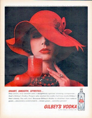 1961 Gilbey's Vodka Ad "Smart, Smooth, Spirited"