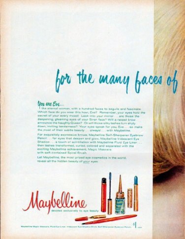 1961 Maybelline Ad "for the many faces"