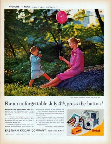 1961 Kodak Ad "unforgettable July 4th"