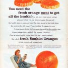 1961 Sunkist Oranges Ad "fresh orange meat"