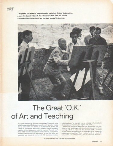 1961 Oskar Kokoschka Article "The Great 'O.K.' of Art and Teaching"