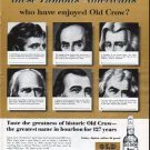 1962 Old Crow Whiskey Ad "Famous Americans"