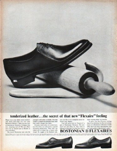 1961 Bostonian Flexaires Ad "tenderized leather"