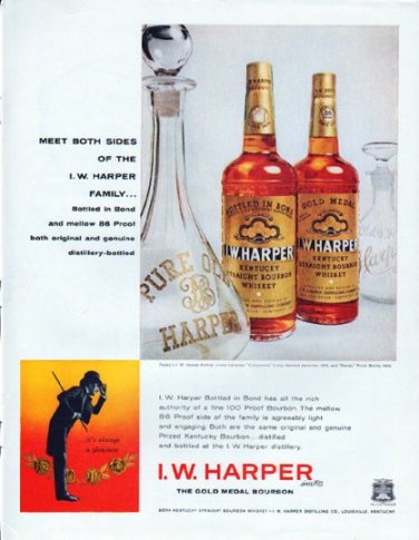 1961 I.W. Harper Bourbon Ad "Meet Both Sides"