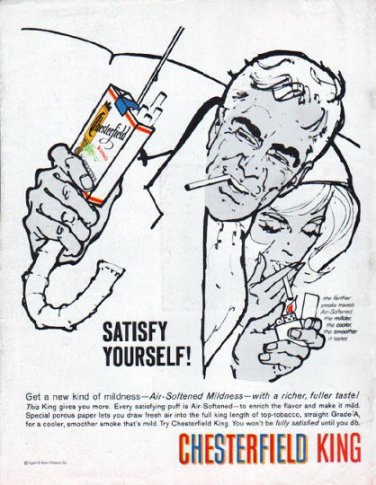 1961 Chesterfield Cigarettes Ad "Satisfy Yourself"