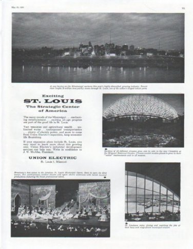 1961 Union Electric Ad "Exciting St. Louis"