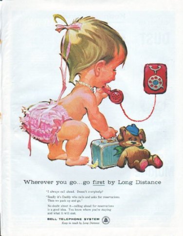 1961 Bell Telephone System Ad "go first by Long Distance"