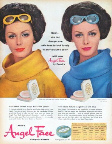1961 Pond's Angel Face Ad "change your skin tone"