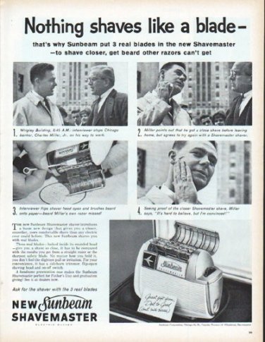 1961 Sunbeam Shavemaster Ad "Nothing shaves like a blade"