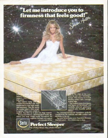 1979 Serta Perfect Sleeper Ad "firmness that feels good" ... Susan Anton