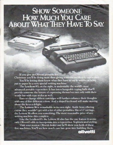 1979 Olivetti Typewriter Ad "Show Someone"
