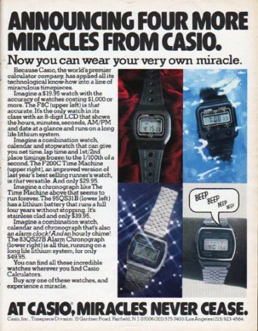 1979 Casio Watch Ad "Four More Miracles"