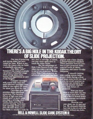1979 Bell & Howell Ad "a big hole"