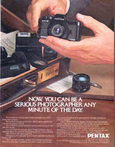 1979 Pentax Camera Ad "serious photographer"