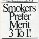 1979 Merit Cigarettes Ad "Smokers Prefer Merit"