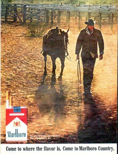 1966 Marlboro Cigarettes Ad "Come to where the flavor is"
