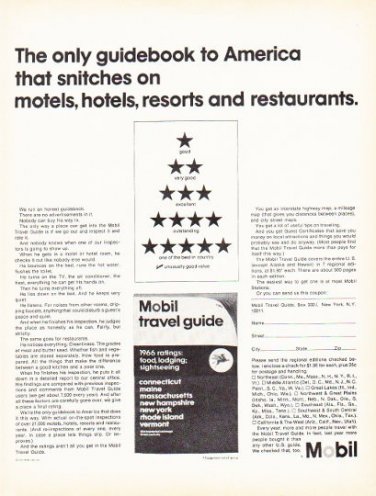 1966 Mobil Travel Guide Ad "The only guidebook"