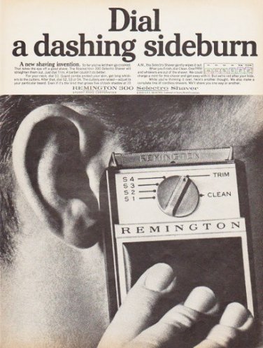1966 Remington Shaver Ad "a dashing sideburn"