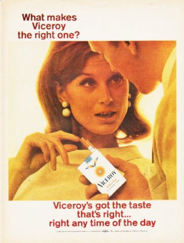 1966 Viceroy Cigarettes Ad "the right one"
