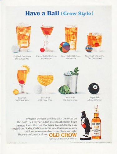 1966 Old Crow Whiskey Ad "Have a Ball"