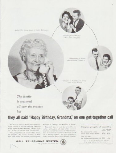 1959 Bell Telephone System Ad "Happy Birthday, Grandma"