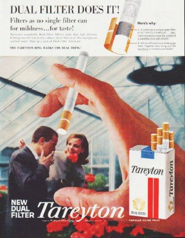 1959 Tareyton Cigarettes Ad "Dual Filter Does It"