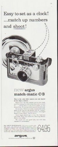 1959 Argus Camera Ad "Easy to set as a clock"