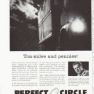 1959 Perfect Circle Piston Rings Ad "Ton-miles"