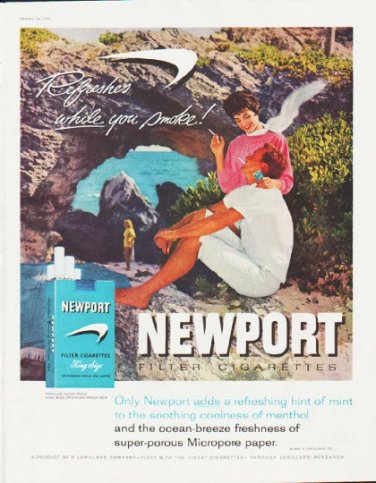 1959 Newport Cigarettes Ad "ocean-breeze freshness"