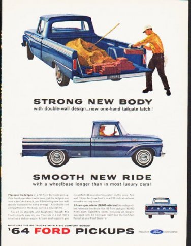1964 Ford Pickups Ad "Strong New Body" ... (model year 1964)