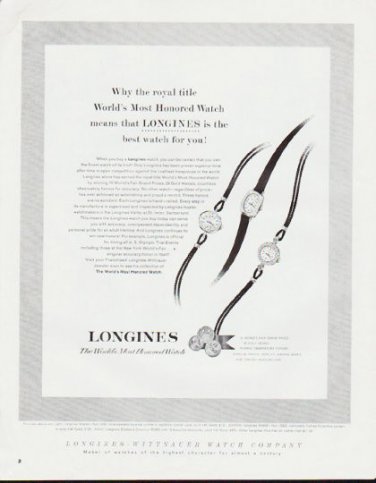 1964 Longines Watch Ad "Why the royal title"  2553