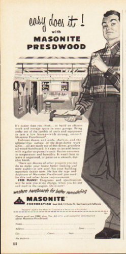 1953 Masonite Ad "easy does it"  2602