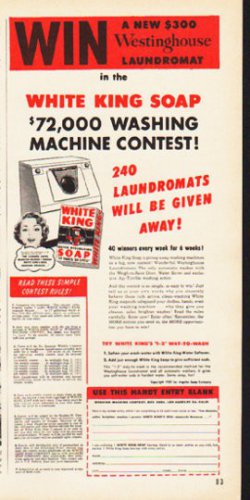 1953 White King Soap Ad "Win"  2616