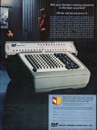 1962 Smith-Corona Ad "the best-looking calculator"  2728