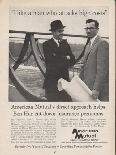 1962 American Mutual Ad "attacks high costs"  2735