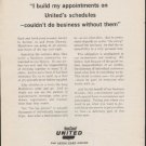 1962 United Airlines Ad "I build my appointments"  2738