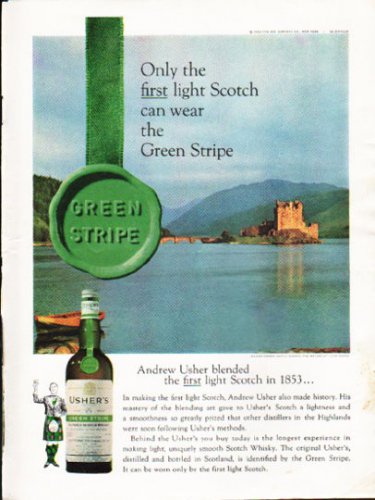 1962 Usher's Scotch Ad "Green Stripe"  2773