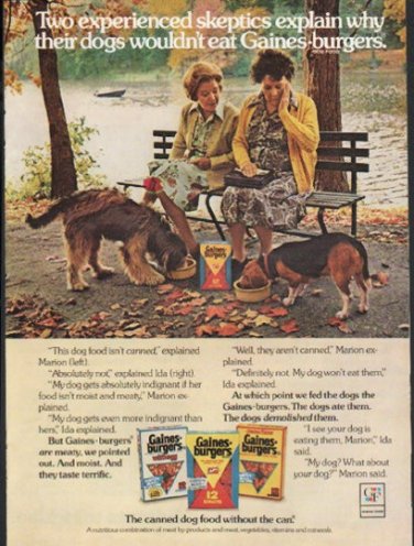 1976 Gaines-burgers Ad "Two experienced skeptics"