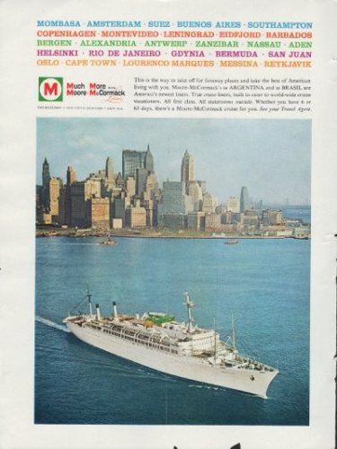 1961 Moore-McCormack Lines Ad "Much More w/ Moore-McCormack"