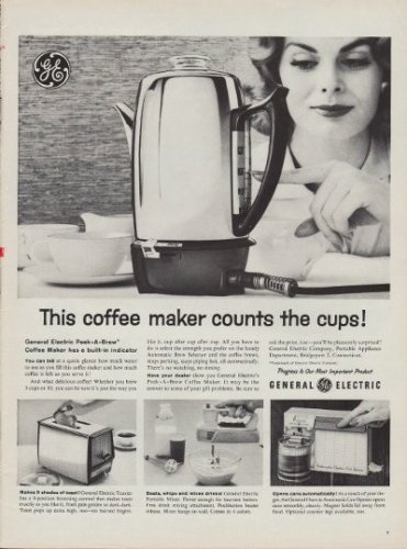 1960 GE Coffee Maker "Peek-A-Brew" Ad