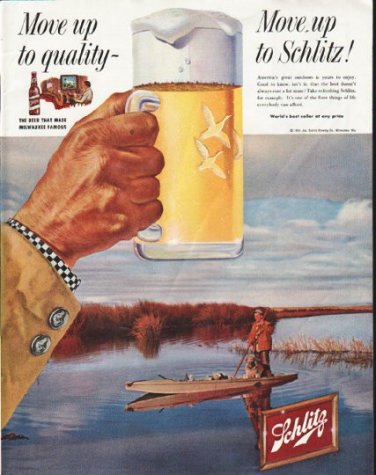 1958 Schlitz Beer Ad "Move up"