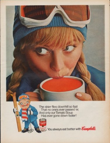 1967 Campbell's Tomato Soup Ad "The Skier"