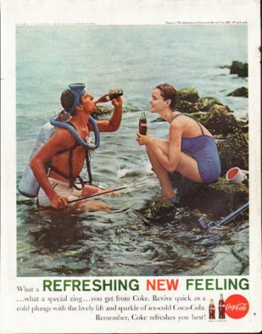 1961 Coca-Cola Ad "What a Refreshing New Feeling"