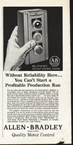 1962 Allen-Bradley Ad "Without Reliability Here"