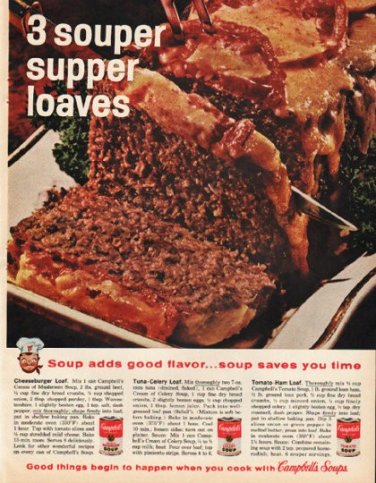 1961 Campbell's Soup Ad "3 souper supper loaves"
