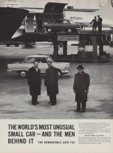 1960 DKW-750 "Unusual Small Car" Two-page Ad