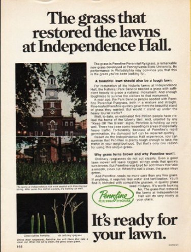 1976 Pennfine Grass Ad "Independence Hall"