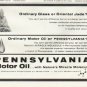 1961 Pennsylvania Motor Oil Ad "Ordinary Glass"