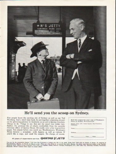 1962 Qantas Ad "He'll send you the scoop"